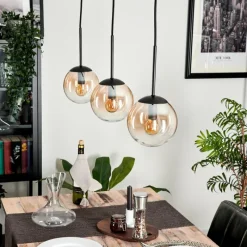 hofstein Suspension - Verre Gastor Ambre, Clair, 3 lumières