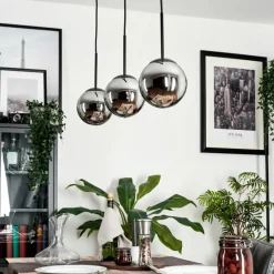 hofstein Suspension - Verre Gastor Chrome, Fumé, 3 lumières