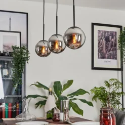 hofstein Suspension - Verre Gastor Chrome, Fumé, 3 lumières