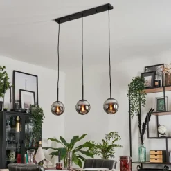 hofstein Suspension - Verre Gastor Chrome, Fumé, 3 lumières