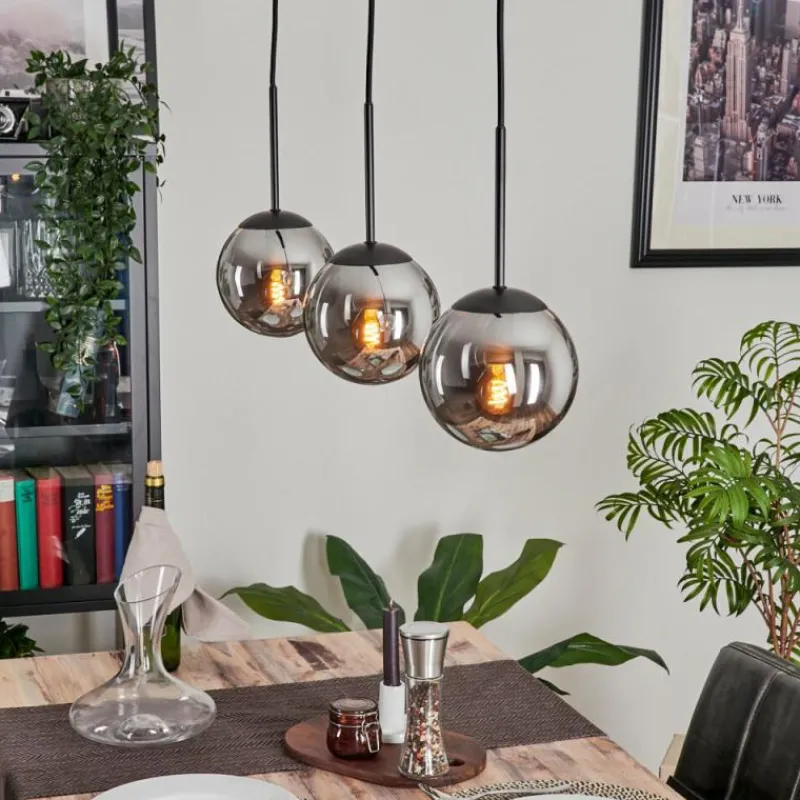hofstein Suspension - Verre Gastor Fumé, 3 lumières