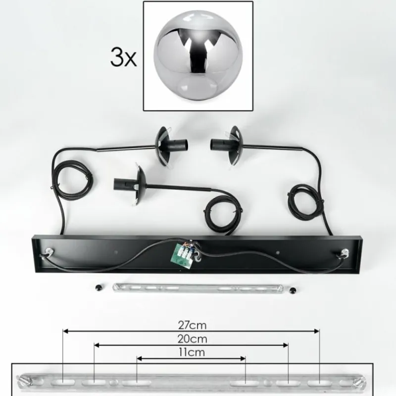 hofstein Suspension - Verre Gastor Fumé, 3 lumières