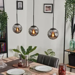 hofstein Suspension - Verre Gastor Fumé, 3 lumières