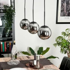 hofstein Suspension - Verre Gastor Fumé, 3 lumières