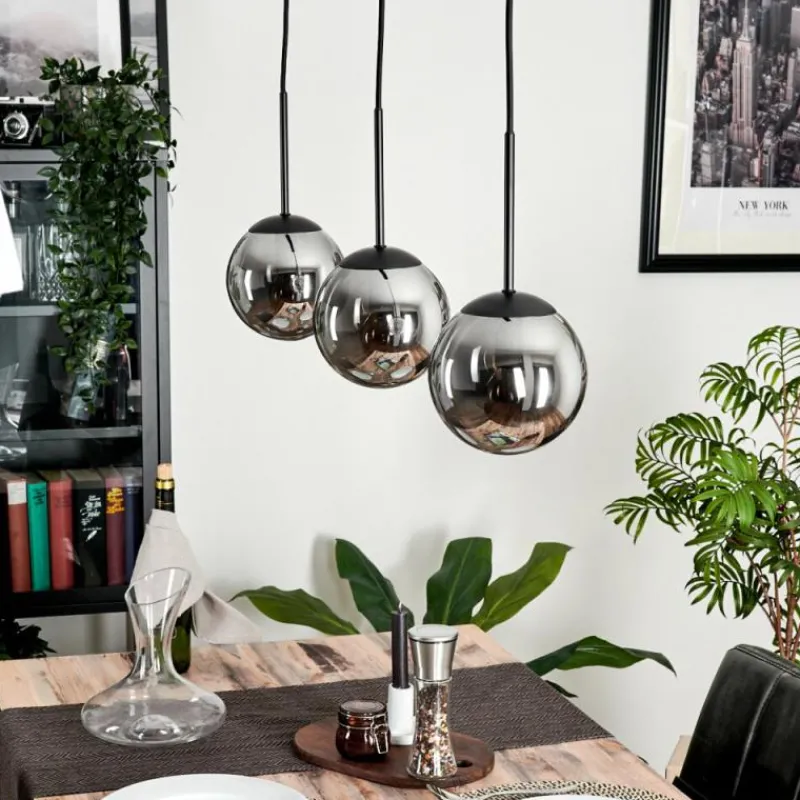 hofstein Suspension - Verre Gastor Fumé, 3 lumières