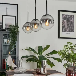 hofstein Suspension - Verre Gastor Clair, Fumé, 3 lumières