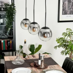 hofstein Suspension - Verre Gastor Clair, Fumé, 3 lumières