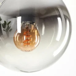 hofstein Suspension - Verre Gastor Chrome, Clair, Fumé, 3 lumières