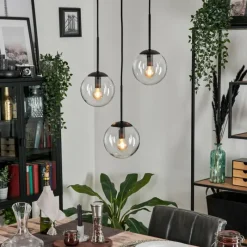 hofstein Suspension - Verre Gastor Clair, 3 lumières