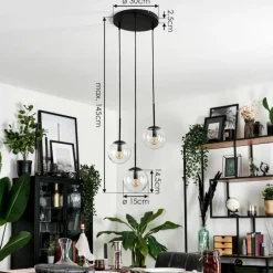 hofstein Suspension - Verre Gastor Clair, 3 lumières