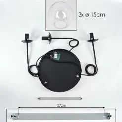 hofstein Suspension - Verre Gastor Clair, 3 lumières