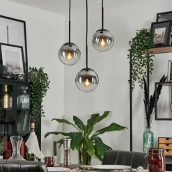 hofstein Suspension - Verre Gastor Clair, Fumé, 3 lumières