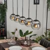 hofstein Suspension - Verre Gastor Chrome, Clair, Fumé, 5 lumières