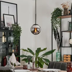 hofstein Suspension - Verre Gastor Chrome, Fumé, 1 lumière