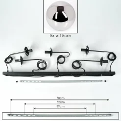 hofstein Suspension - Verre Gastor Chrome, Fumé, 5 lumières