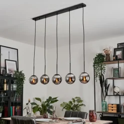 hofstein Suspension - Verre Gastor Chrome, Fumé, 5 lumières