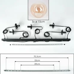 hofstein Suspension - Verre Gastor Ambre, Clair, 5 lumières