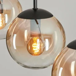 hofstein Suspension - Verre Gastor Ambre, Clair, 5 lumières