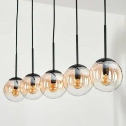 hofstein Suspension - Verre Gastor Ambre, Clair, 5 lumières
