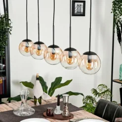hofstein Suspension - Verre Gastor Ambre, Clair, 5 lumières