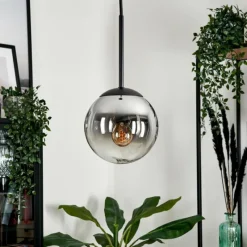 hofstein Suspension - Verre Gastor Chrome, Clair, Fumé, 1 lumière