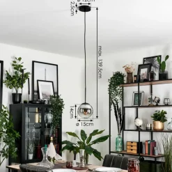 hofstein Suspension - Verre Gastor Chrome, Clair, Fumé, 1 lumière