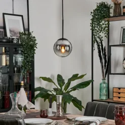 hofstein Suspension - Verre Gastor Chrome, Clair, Fumé, 1 lumière