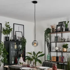 hofstein Suspension - Verre Gastor Chrome, Clair, Fumé, 1 lumière