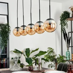 hofstein Suspension - Verre Gastor Ambre, 5 lumières