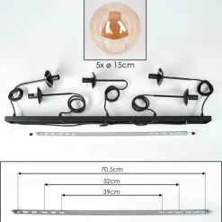 hofstein Suspension - Verre Gastor Ambre, 5 lumières