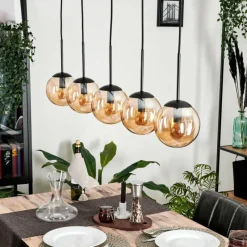 hofstein Suspension - Verre Gastor Ambre, 5 lumières