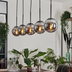 hofstein Suspension - Verre Gastor Fumé, 5 lumières