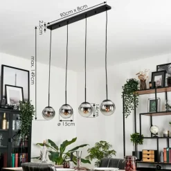 Suspension Verre Fumé-hofstein Suspension - Verre Gastor Chrome, Clair, Fumé, 4 lumières