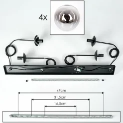 Suspension Verre Fumé-hofstein Suspension - Verre Gastor Chrome, Clair, Fumé, 4 lumières