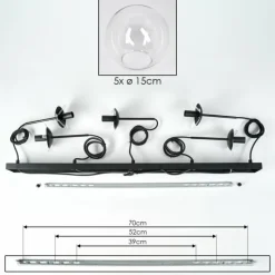 hofstein Suspension - Verre Gastor Clair, 5 lumières