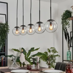 hofstein Suspension - Verre Gastor Clair, 5 lumières