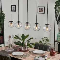 hofstein Suspension - Verre Gastor Clair, 5 lumières