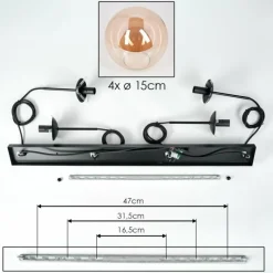 hofstein Suspension - Verre Gastor Ambre, 4 lumières