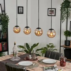 hofstein Suspension - Verre Gastor Ambre, 4 lumières