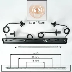 hofstein Suspension - Verre Gastor Ambre, Clair, 4 lumières
