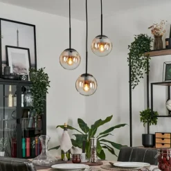 hofstein Suspension - Verre Gastor Ambre, Clair, 3 lumières