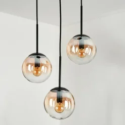hofstein Suspension - Verre Gastor Ambre, Clair, 3 lumières