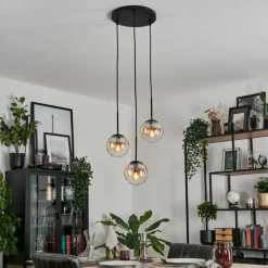 hofstein Suspension - Verre Gastor Ambre, Clair, 3 lumières