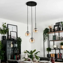 hofstein Suspension - Verre Gastor Ambre, Clair, 3 lumières