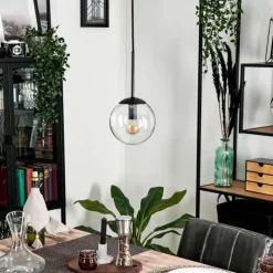 hofstein Suspension - Verre Gastor Noir, 1 lumière