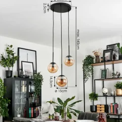 hofstein Suspension - Verre Gastor Ambre, 3 lumières