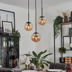 hofstein Suspension - Verre Gastor Ambre, 3 lumières