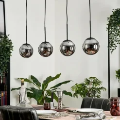 hofstein Suspension - Verre Gastor Fumé, 4 lumières