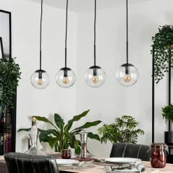 hofstein Suspension - Verre Gastor Clair, 4 lumières