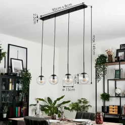 hofstein Suspension - Verre Gastor Clair, 4 lumières